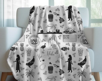 Jeté en toile Hawaii | Cadeau Hawaï personnalisé | Cadeau couverture de pendaison de crémaillère Hawaï | Décoration d'intérieur Hawaï | Décoration toile | L'État d'Aloha