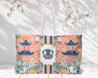 Personalized Chinoiserie Mahjong Bag | Monogrammed Travel  Tote | Mahjong Gift