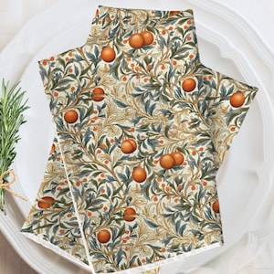 William Morris Inspired Dinner Napkins | Oranges Fruit Set of 4 Dinner Napkins | William Morris Design | Botanical Napkins | Hostess Gift