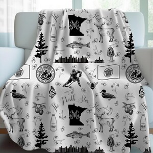 Minnesota Toile Throw Blanket | Custom Minnesota Gift | Minnesota Housewarming Blanket Gift | Minnesota Home Decor | The North Star State