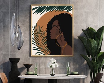 Melanted Woman, Digital and Printable Art, Black Digital Art, Black Art Digital Download,  Black BoHo Art Print | Beautiful Black  Wall Art.