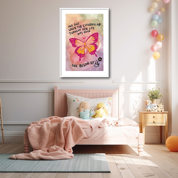 Whimsical Nursery and Kids Room Digital Art Prints | Instant Downloads Themed Kids Rooms I Butterflies