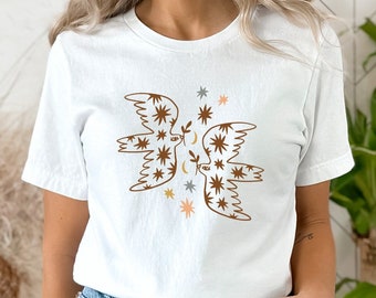 Peace shirt, Doves shirt, Boho vintage shirt, Flying dove tshirt, Peace symbol shirt, Peace sign tshirt