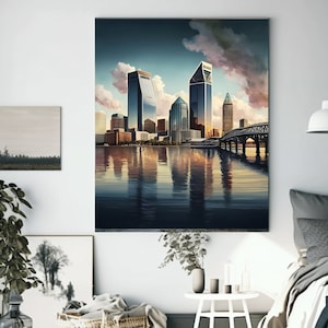 FL Jacksonville Skyline | Printable Digital Download | Metropolitan Aesthetic/Cityscape Decor | Downloadable Digital Art | State Of The Art