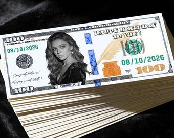 Cara personalizada en el dinero: billetes de 100 dólares personalizados para cumpleaños y fiestas