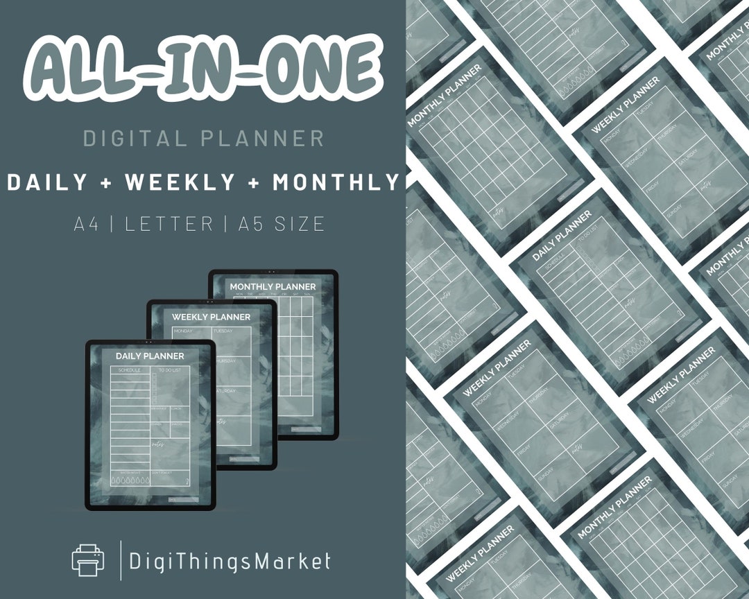 Digital Printable Planner Bundle | Daily Weekly Monthly Digital Planner ...