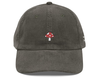 Embroidered Mushroom Corduroy Dad Hat | Nature Lover Gift