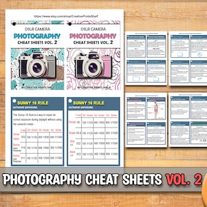 Photography Cheat Sheet Cards Vol 2 Printable | DSLR Basics | Download |  Manual Photography | Reference Cards For Your Camera