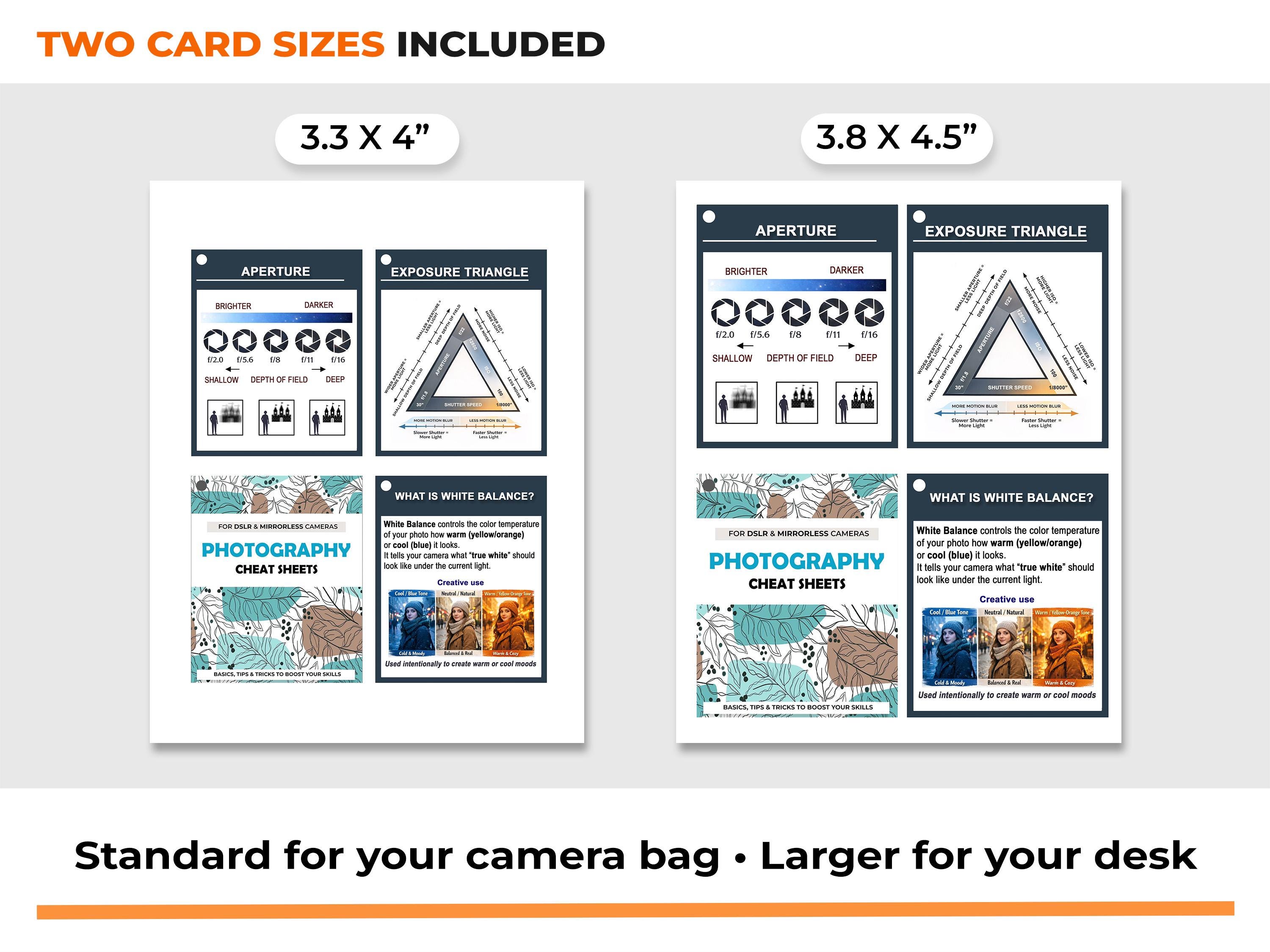 Photography Cheat Sheet Cards Bundle Vol 1 & Vol 2 Printable | Manual ...
