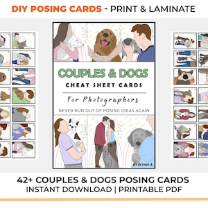 Couples & Dogs Photography Posing Cards | Cheat Sheet (Digital Download) | Guide for Photographers | Printable Cards