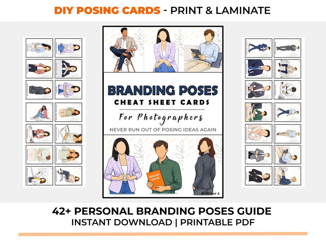 Personal Branding Posing Cheat Sheet Cards | Business Headshot ...