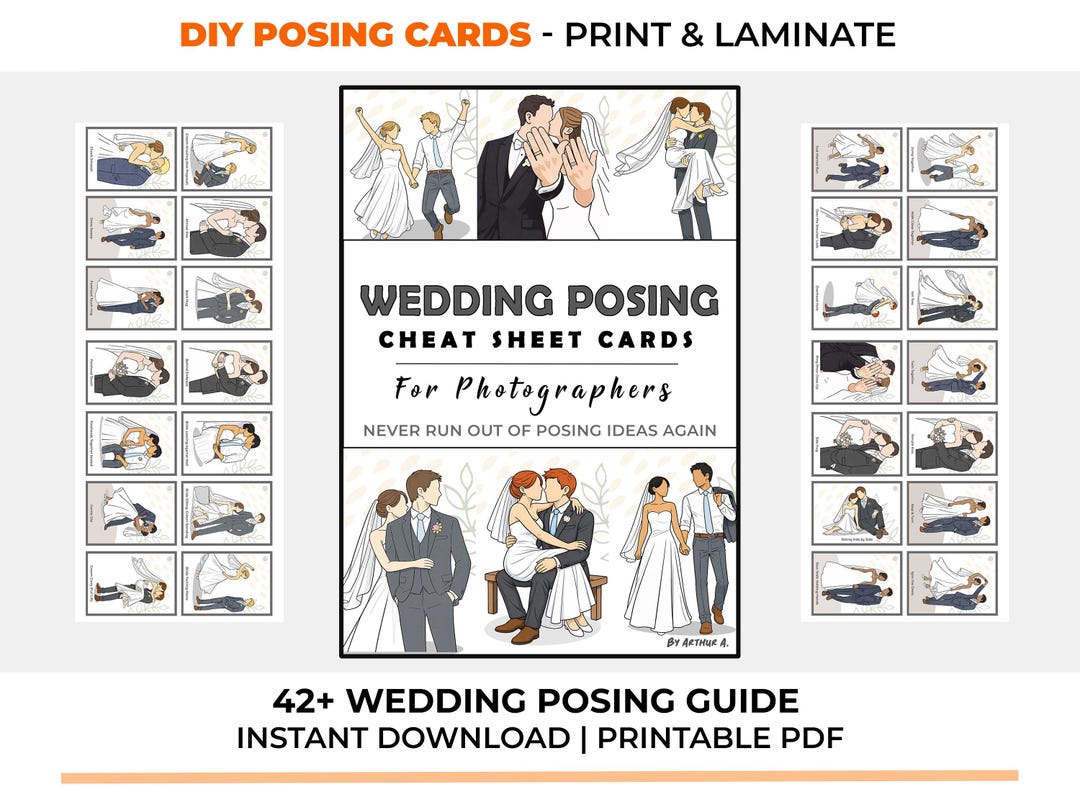 Wedding Posing Guide for Photographers | Couple Pose Cheat Sheet Cards ...