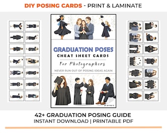 Graduation Posing Guide  for Photographers | Senior & College Pose Cheat Sheet Cards | Digital Download