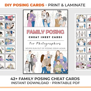 Family Posing Cheat Sheet Cards | Printable Photography Basics  | Download | Gift for Photographer | Reference Cards Posing Guide DSLR DIY