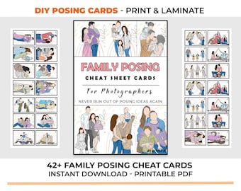 Family Posing Cheat Sheet Cards | Printable Photography Basics  | Download | Gift for Photographer | Reference Cards Posing Guide DSLR DIY