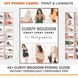 Guía de poses para boudoir con curvas / Tarjetas de referencia para fotografía (descarga digital) / Tarjetas de referencia para una imagen corporal positiva