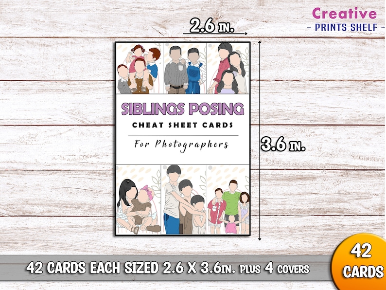 Siblings Posing Cheat Sheet Cards Printable Photography Basics Download Gift for Photographer ...