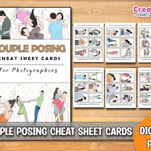 Cartes d'aide-mémoire pour couple qui pose | Les bases de la photographie imprimable | Télécharger | Cadeau pour photographe | Cartes de référence Guide de pose pour reflex numérique DIY