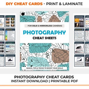 Photography Cheat Sheet Cards | Printable DIY |  Basics | Instant Download | For Manual Photography | Reference Cards For Your Camera