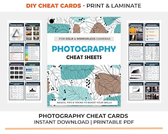 Photography Cheat Sheet Cards | Printable DIY |  Basics | Instant Download | For Manual Photography | Reference Cards For Your Camera