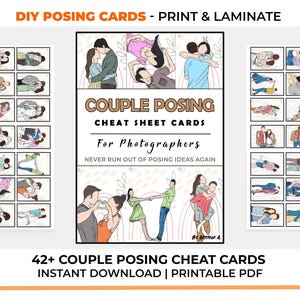 Cartes d'aide-mémoire pour couple qui pose | Les bases de la photographie imprimable | Télécharger | Cadeau pour photographe | Cartes de référence Guide de pose pour reflex numérique DIY