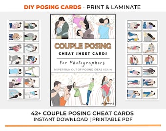 Couple Posing Cheat Sheet Cards | Printable Photography Basics  | Download | Gift for Photographer | Reference Cards Posing Guide DSLR DIY