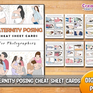 Aide-mémoire de pose pour la maternité | Les bases de la photographie imprimable | Télécharger Cadeau pour photographe | Cartes de référence Guide de pose pour reflex numérique DIY