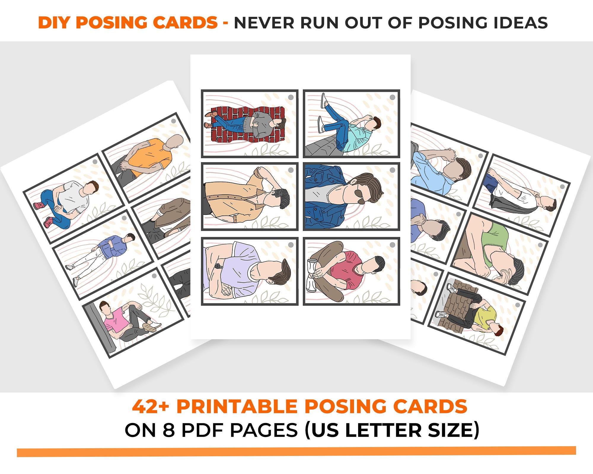 Men's Posing Cheat Sheet Cards | Printable Photography Basics ...