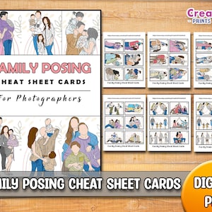 Cartes d'aide-mémoire pour la pose en famille | Les bases de la photographie imprimable | Télécharger | Cadeau pour photographe | Cartes de référence Guide de pose pour reflex numérique DIY
