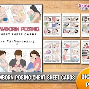 Aide-mémoire pour la pose de nouveau-né | Les bases de la photographie imprimable | Télécharger Cadeau pour photographe | Cartes de référence Guide de pose pour reflex numérique DIY