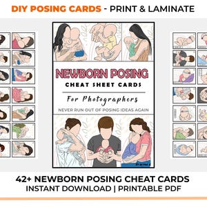 Newborn Posing Cheat Sheet Cards | Printable Photography Basics  | Download  Gift for Photographer | Reference Cards Posing Guide DSLR DIY