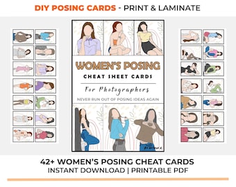 Women's Posing Cheat Sheet Cards | Printable Photography Basics  | Download  Gift for Photographer | Pose Reference Cards Posing Guide DSLR