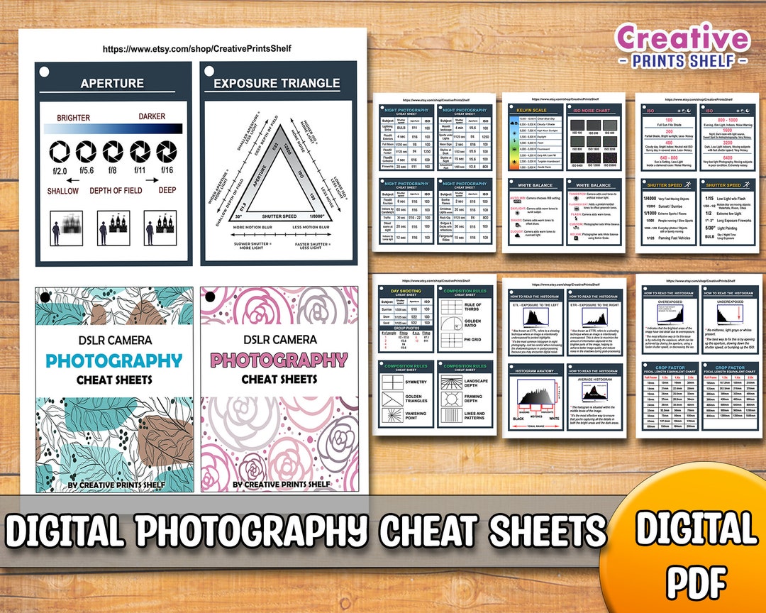DSLR Cheat Sheet Cards Printable DIY Photography Basics Instant ...