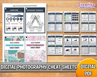 DSLR Cheat Sheet Cards | Printable DIY | Photography Basics  | Instant Download | For Manual Photography | Reference Cards For Your Camera