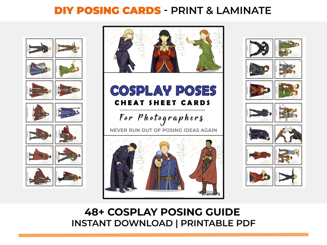 Cosplay Posing Guide Cards for Photographers | Printable Photography ...