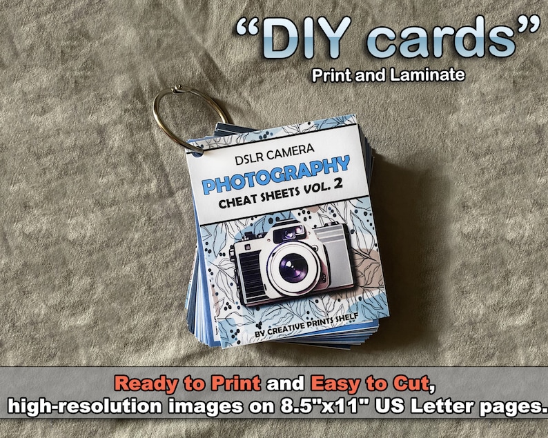 Photography Cheat Sheet Cards Vol 2 Printable | DSLR Basics | Download ...