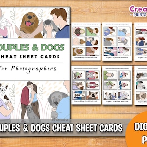 Paare & Hunde Spickzettel Karten | Druckbare Fotografie Basics | Herunterladen | Geschenk für Fotograf | Referenzkarten Posing-Anleitung DSLR DIY