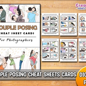 Couple Posing Cheat Sheet Cards | Printable Photography Basics  | Download | Gift for Photographer | Reference Cards Posing Guide DSLR DIY