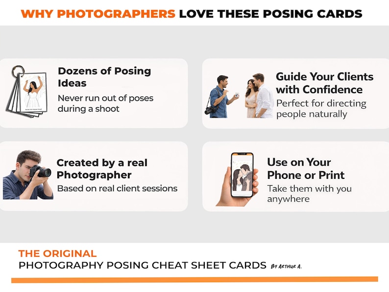 Wedding Posing Guide for Photographers | Couple Pose Cheat Sheet Cards ...