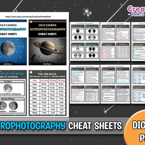 Photography Cheat Sheet Cards Astrophotography | Printable DIY | Instant Download | For Manual Photography | Reference Cards For Your Camera