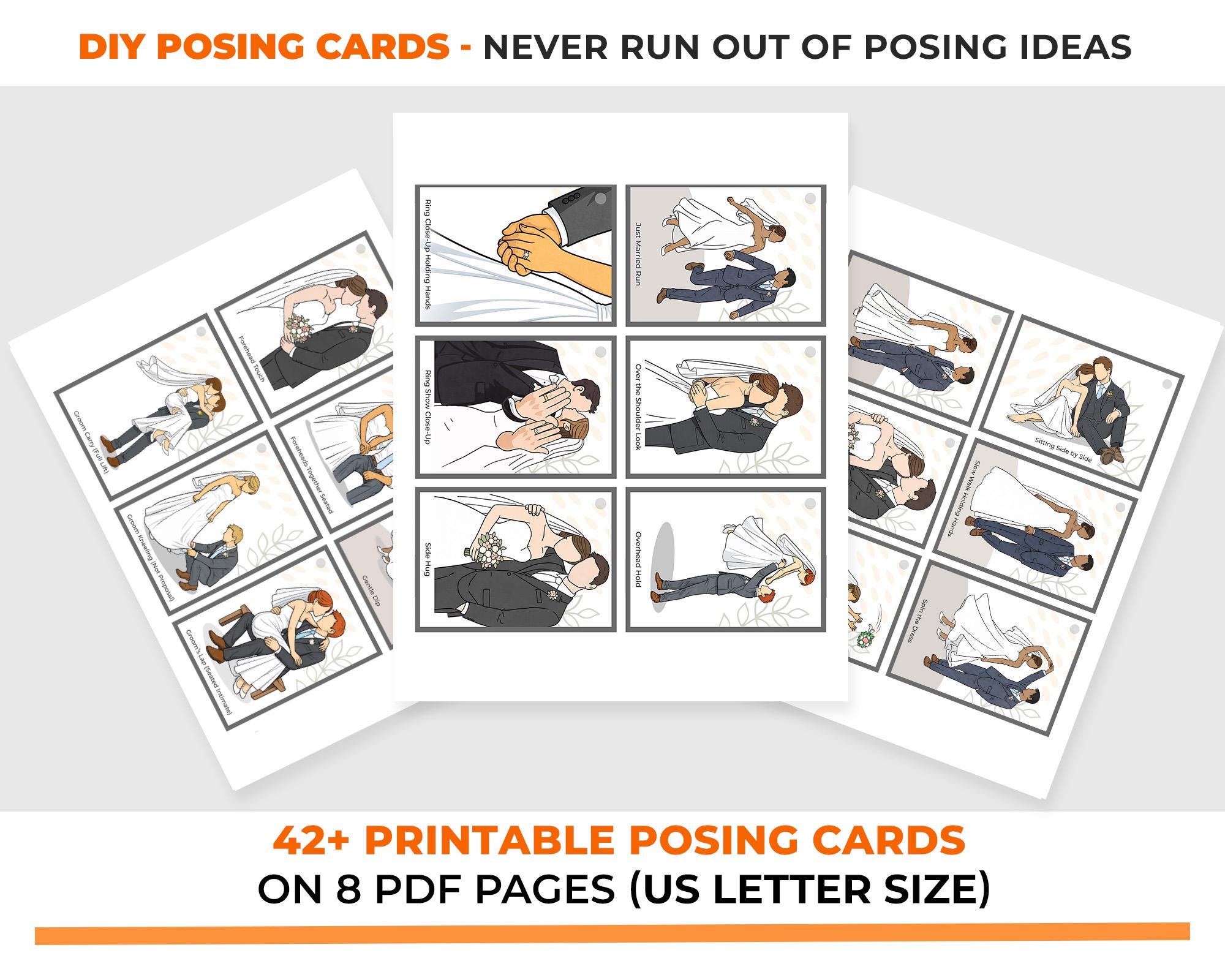 Wedding Posing Guide for Photographers | Couple Pose Cheat Sheet Cards ...