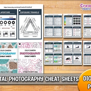 DSLR Cheat Sheet Cards | Printable DIY | Photography Basics  | Instant Download | For Manual Photography | Reference Cards For Your Camera
