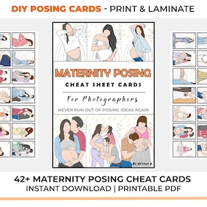 Maternity Posing Cheat Sheet Cards | Printable Photography Basics  | Download  Gift for Photographer | Reference Cards Posing Guide DSLR DIY