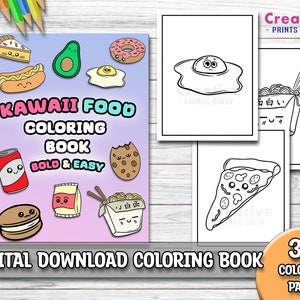 Kawaii Food Coloring Pages | Printable Coloring Pages for Kids Toddlers Preschoolers and Adults| Coloring Food Pdf Cute Kawaii Book