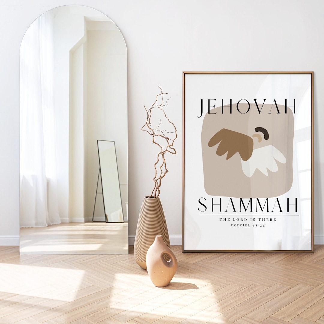 Jehovah Shammah Christian Digital Art, Minimalist Modern Christian Wall Art, Bible Verse ...
