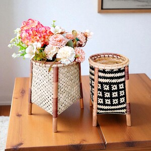 Set of 2 Handmade Bamboo Woven Vase – Decorative Vase Handwoven by Borneo Artisan Craft