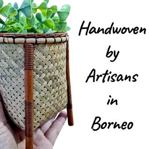 Set of 3 Bamboo Woven Vases | Natural Rattan Decorative Vase | Handmade by Borneo Artisans