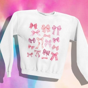 Pink Coquette Sweatshirt Girly Bow Lover Gift Ballerina Pullover Girly Bow Shirt Cutesy Coquettes Blush Ribbon Sweater Trendy Valentine Top