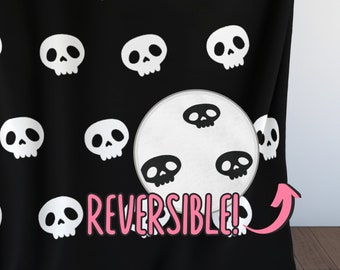 Black Skull Blanket: Spooky Reversible Halloween Throw