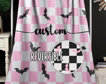 Manta de murciélago personalizada: manta reversible de temporada espeluznante, decoración de Halloween